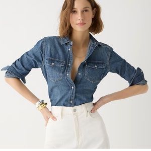 J Crew Petite Slim-Fit Chambray Shirt in Colebrook Wash, AW207 NWOT